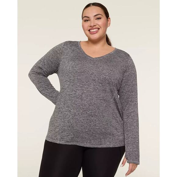 Livi Active Long-Sleeve Wicking Performance Tee Shirt Women’s 14 16 Gray Gym - Picture 1 of 11